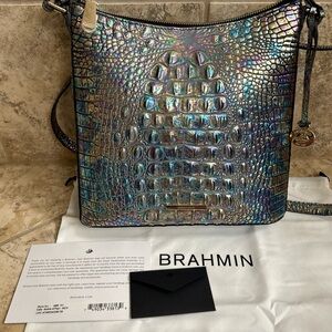 🌹Brahmin Katie Crossbody Mother of Pearl Leather Messenger Bag New Iridescent